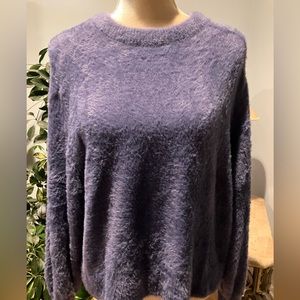 Aerie Flurry Crew Fuzzy Sweater in Fresh Bright Indigo Purple Size S/P New w/tag